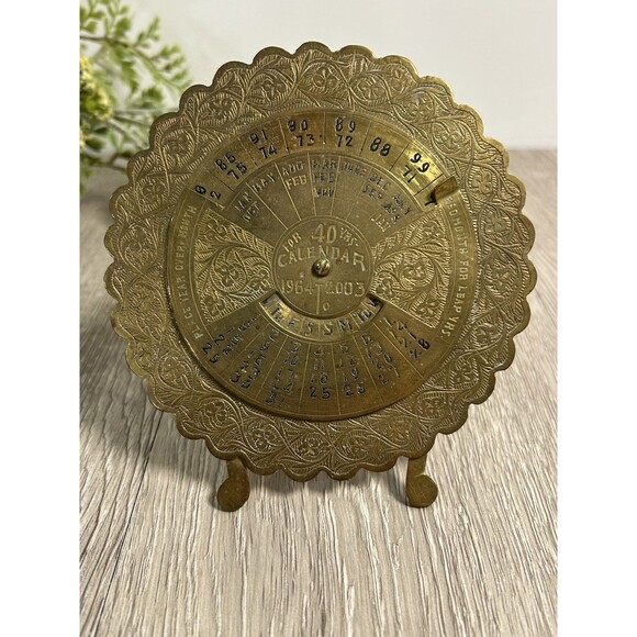 Vintage 40 Years Brass Perpetual Calendar 1964-2003 - Picture 1 of 10